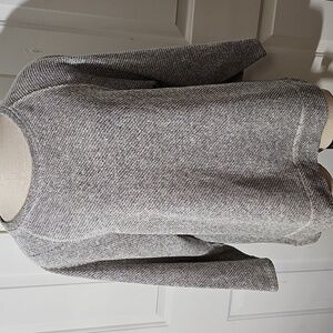 Eileen Fisher 100% Organic Cotton Pop Over Sweater. Medium. Gray White‎ Tween.